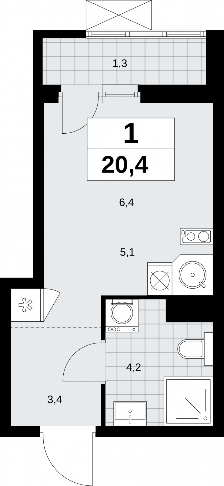 2-комнатная квартира с отделкой в ЖК Прео на 8 этаже в 2 секции. Сдача в 4 кв. 2025 г.