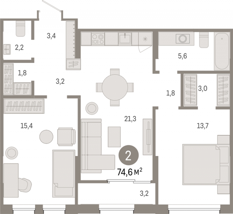 3-комнатная квартира с отделкой в Велнес-квартал Никольский на 12 этаже в 3 секции. Сдача в 4 кв. 2024 г.