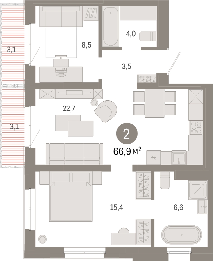 1-комнатная квартира (Студия) с отделкой в ЖК Дзен-кварталы на 16 этаже в 1 секции. Сдача в 1 кв. 2025 г.