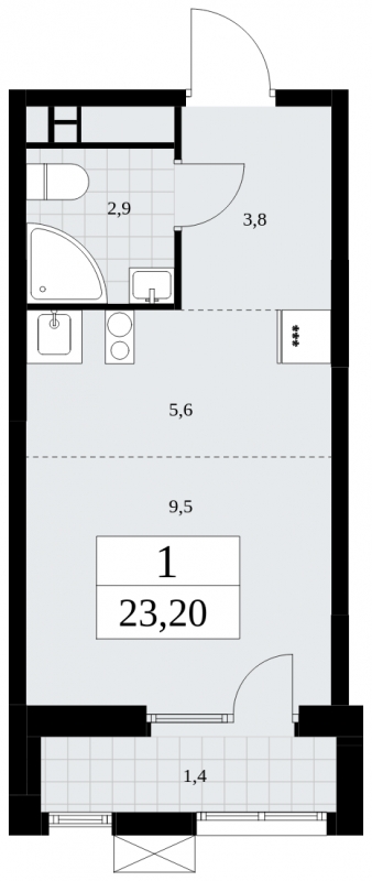 3-комнатная квартира с отделкой в ЖК Прео на 10 этаже в 2 секции. Сдача в 4 кв. 2025 г.