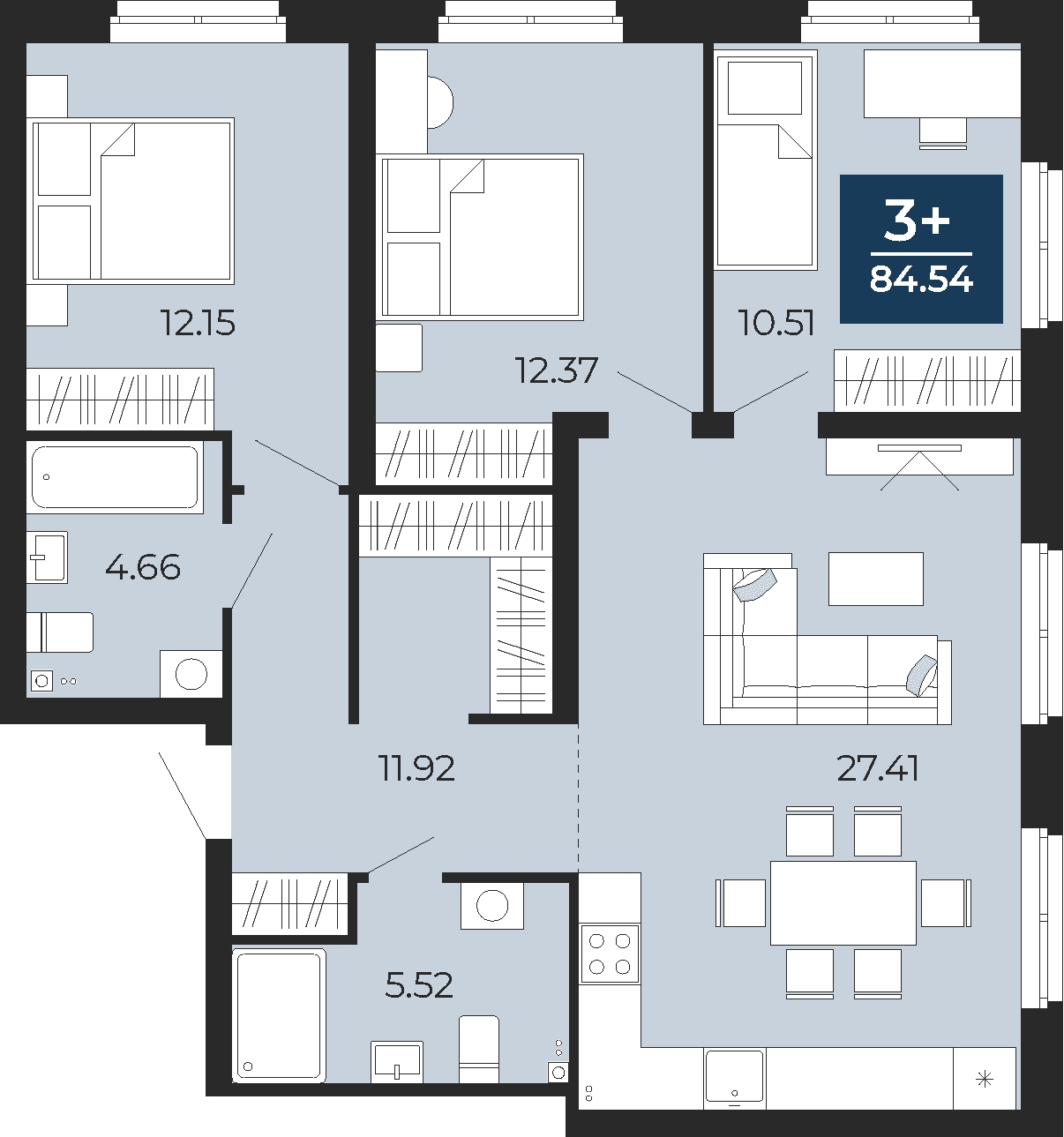 1-комнатная квартира с отделкой в ЖК Волоколамское 24 на 3 этаже в 1 секции. Сдача в 4 кв. 2022 г.