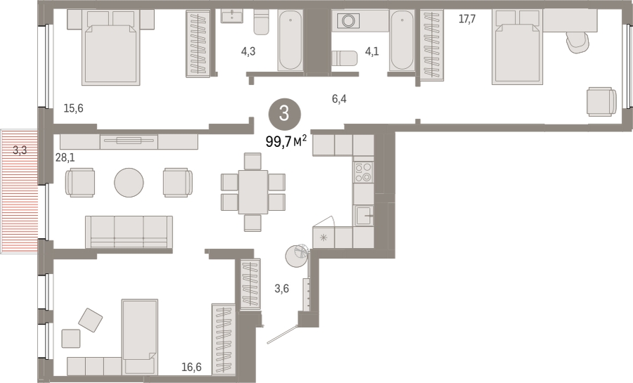 2-комнатная квартира с отделкой в Велнес-квартал Никольский на 9 этаже в 2 секции. Сдача в 4 кв. 2024 г.