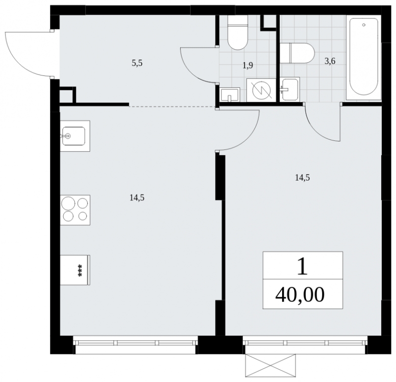 1-комнатная квартира в ЖК Дзен-кварталы на 2 этаже в 4 секции. Сдача в 1 кв. 2025 г.
