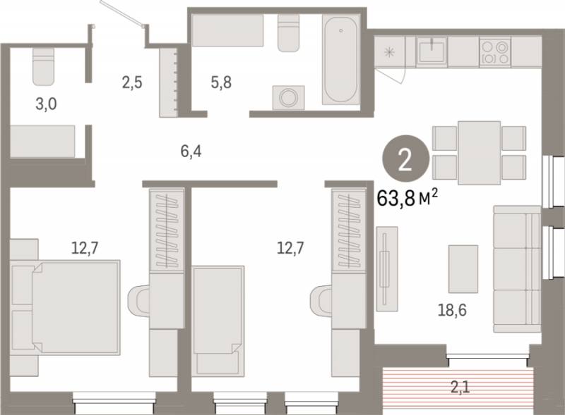 1-комнатная квартира в ЖК Дзен-кварталы на 8 этаже в 4 секции. Сдача в 1 кв. 2025 г.
