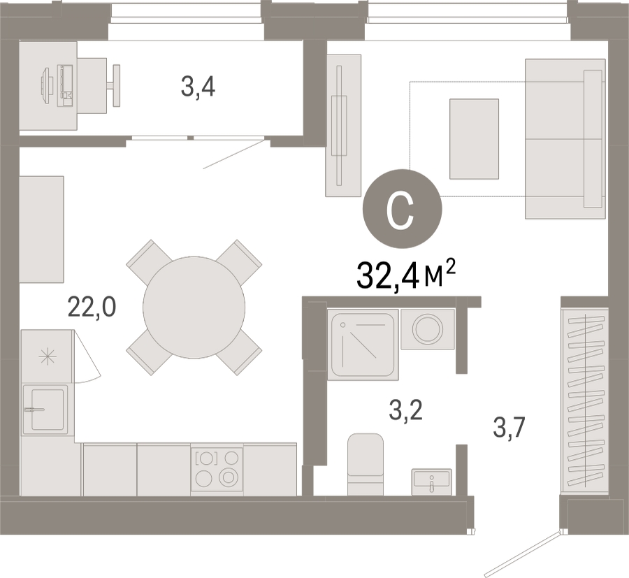 1-комнатная квартира в ЖК Дзен-кварталы на 9 этаже в 4 секции. Сдача в 1 кв. 2025 г.