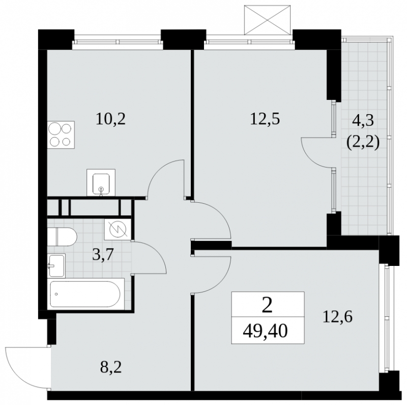 1-комнатная квартира в ЖК Скандинавия на 3 этаже в 4 секции. Сдача в 4 кв. 2024 г.