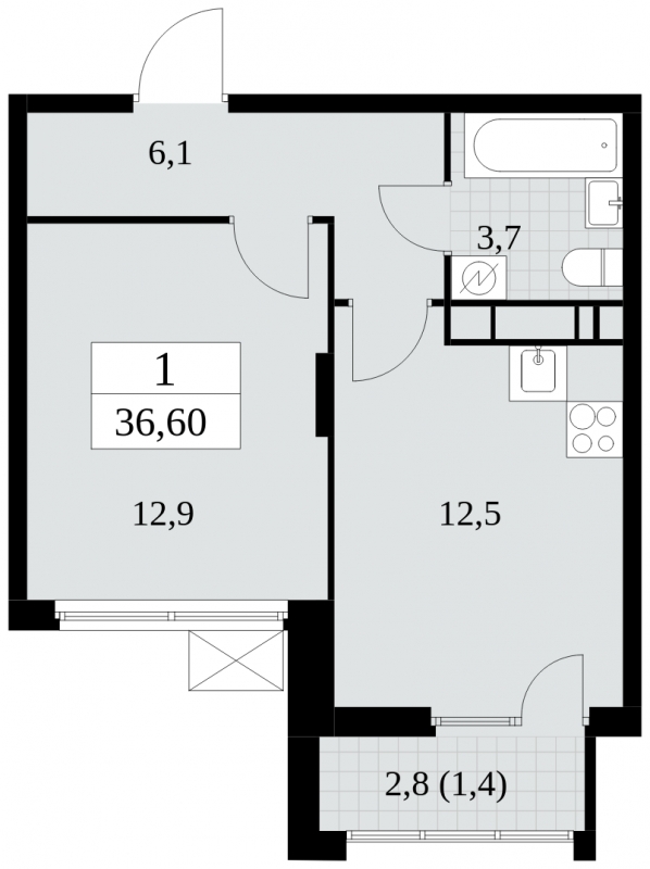 2-комнатная квартира в ЖК Скандинавия на 5 этаже в 4 секции. Сдача в 4 кв. 2024 г.