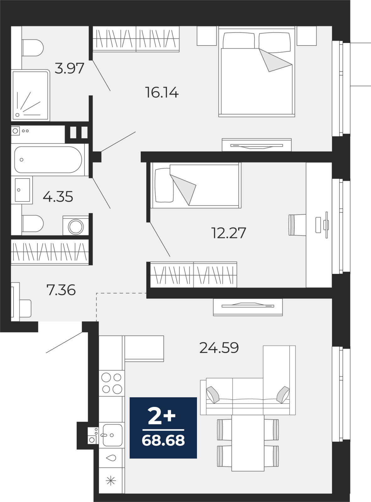 2-комнатная квартира с отделкой в ЖК Новоданиловская 8 на 11 этаже в 1 секции. Сдача в 4 кв. 2022 г.