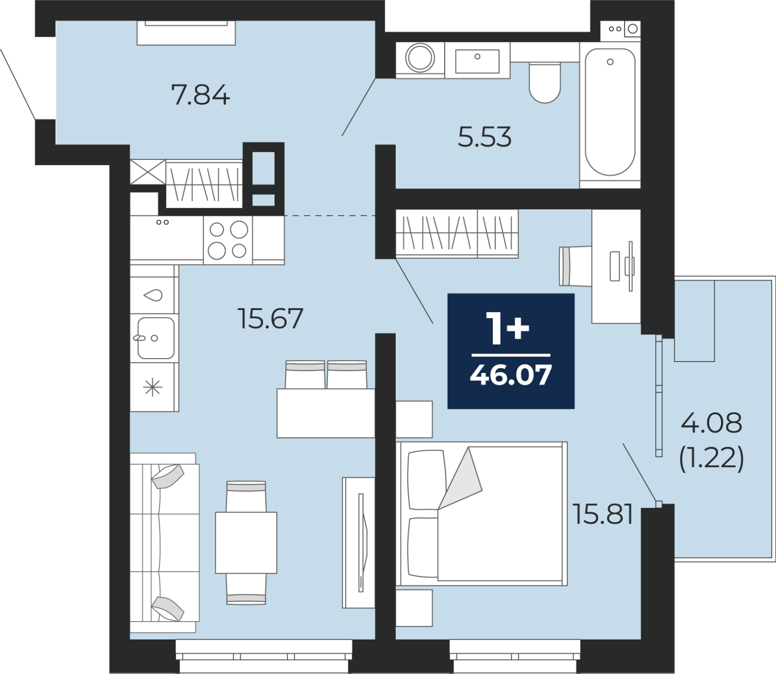 2-комнатная квартира с отделкой в ЖК Новоданиловская 8 на 13 этаже в 1 секции. Сдача в 4 кв. 2022 г.