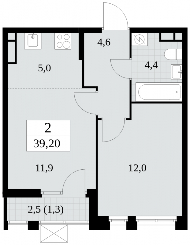 1-комнатная квартира в ЖК Скандинавия на 7 этаже в 1 секции. Сдача в 4 кв. 2024 г.