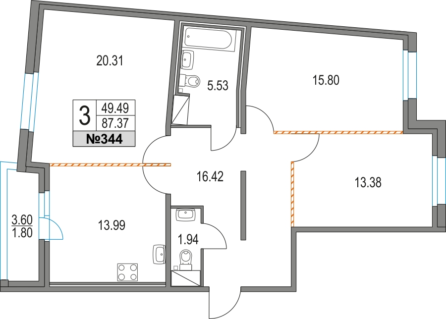 2-комнатная квартира с отделкой в Жилой район Южные кварталы на 2 этаже в 8 секции. Сдача в 3 кв. 2026 г.