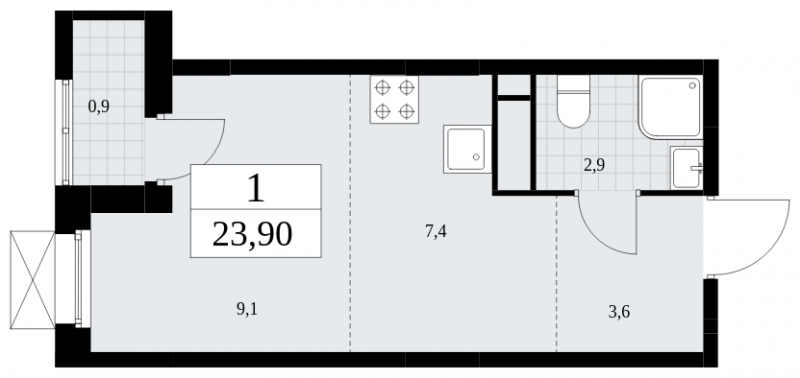 2-комнатная квартира в ЖК Скандинавия на 3 этаже в 1 секции. Сдача в 4 кв. 2024 г.