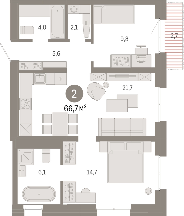 3-комнатная квартира с отделкой в Квартал Депо на 9 этаже в 5 секции. Сдача в 2 кв. 2024 г.