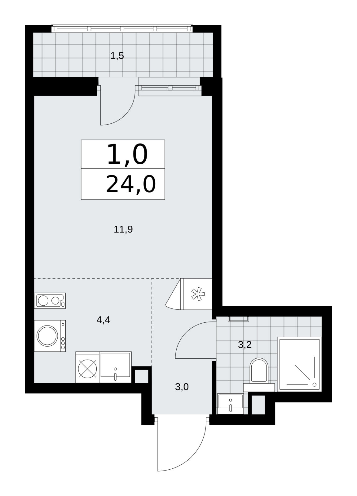 2-комнатная квартира с отделкой в Жилой район Южные кварталы на 2 этаже в 6 секции. Сдача в 3 кв. 2026 г.