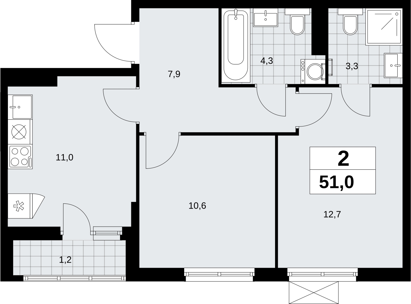 3-комнатная квартира с отделкой в Квартал Депо на 6 этаже в 6 секции. Сдача в 2 кв. 2024 г.