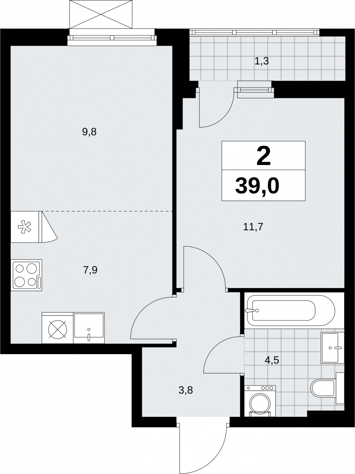 1-комнатная квартира (Студия) с отделкой в Брусника в Академическом на 7 этаже в 1 секции. Сдача в 4 кв. 2024 г.
