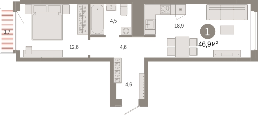 1-комнатная квартира (Студия) с отделкой в Брусника в Академическом на 9 этаже в 3 секции. Сдача в 4 кв. 2024 г.