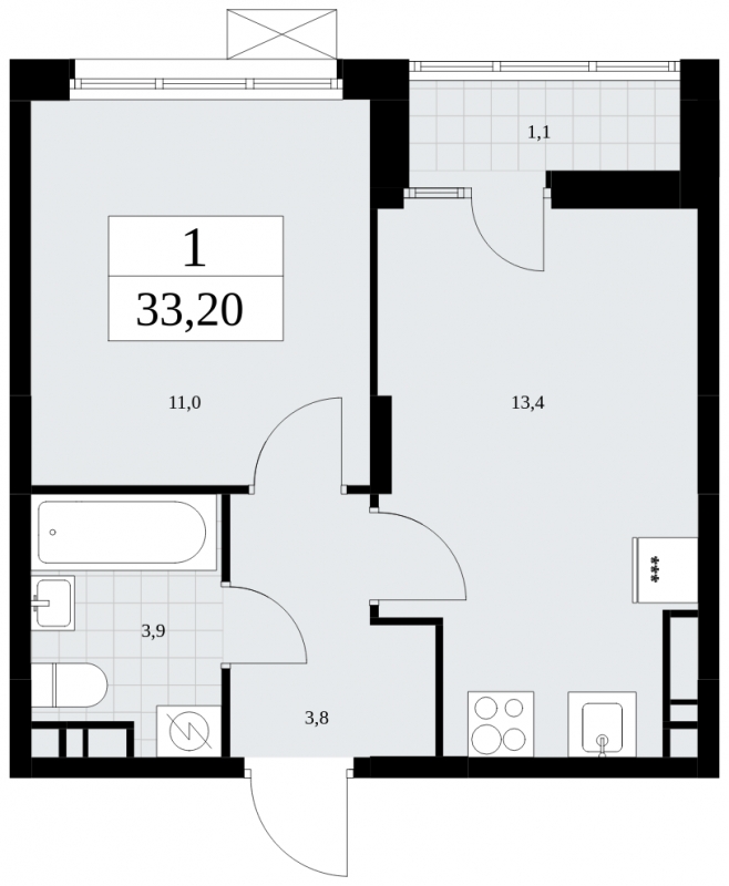 1-комнатная квартира в ЖК Дзен-кварталы на 9 этаже в 5 секции. Сдача в 2 кв. 2025 г.