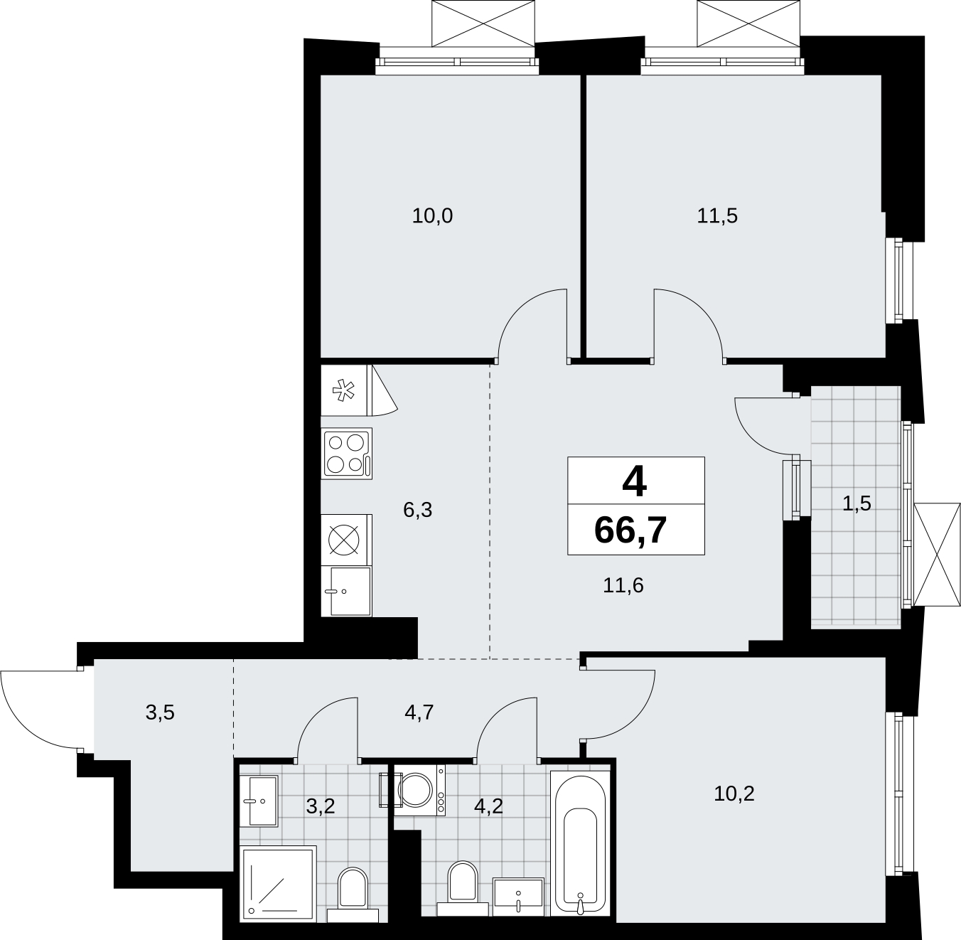 2-комнатная квартира с отделкой в Квартал Депо на 4 этаже в 6 секции. Сдача в 2 кв. 2024 г.