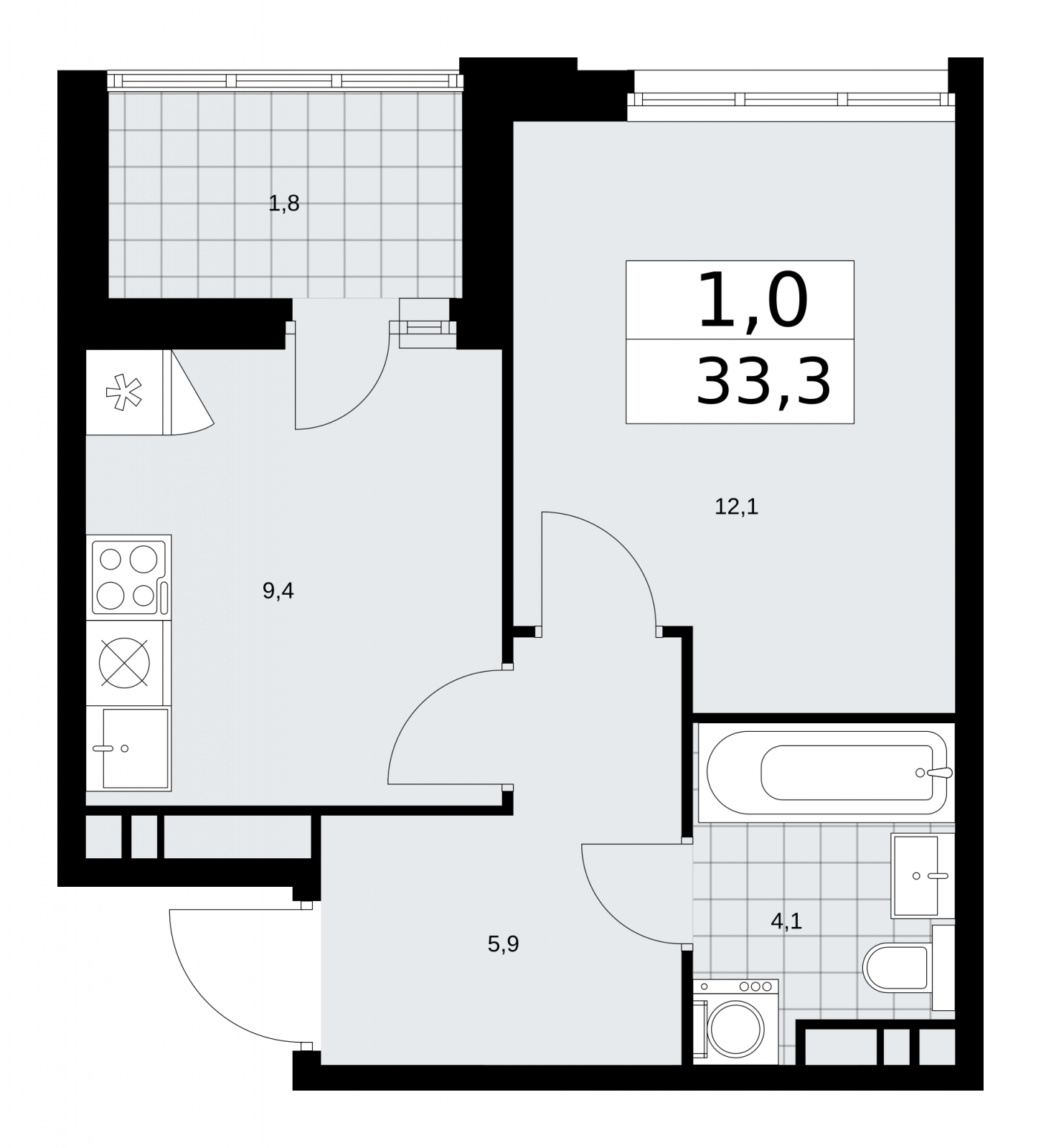1-комнатная квартира с отделкой в Квартал Депо на 8 этаже в 1 секции. Сдача в 2 кв. 2024 г.