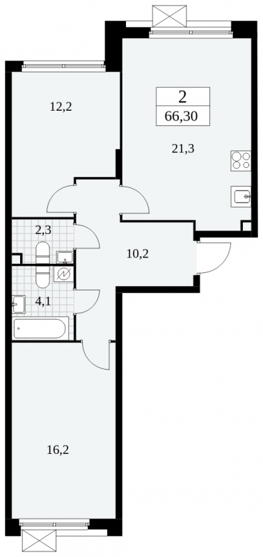 1-комнатная квартира (Студия) в ЖК Скандинавия на 12 этаже в 3 секции. Сдача в 4 кв. 2024 г.