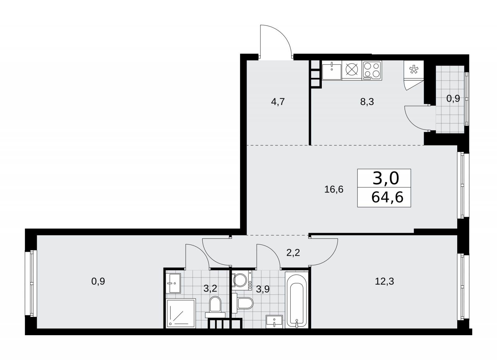 1-комнатная квартира (Студия) с отделкой в ЖК Дзен-кварталы на 17 этаже в 1 секции. Сдача в 1 кв. 2025 г.