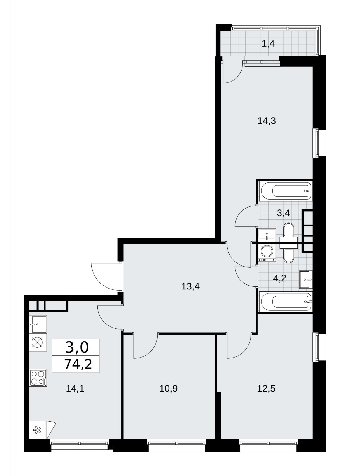 1-комнатная квартира в ЖК Дзен-кварталы на 5 этаже в 4 секции. Сдача в 1 кв. 2025 г.