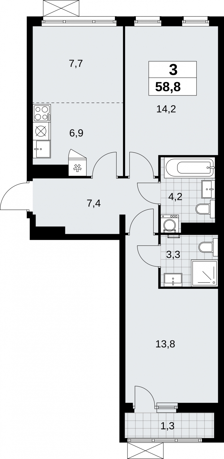 2-комнатная квартира с отделкой в Квартал Депо на 1 этаже в 4 секции. Сдача в 2 кв. 2024 г.