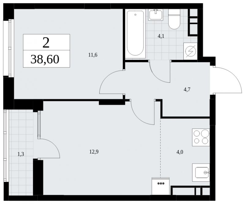 2-комнатная квартира в ЖК Дзен-кварталы на 10 этаже в 5 секции. Сдача в 1 кв. 2025 г.