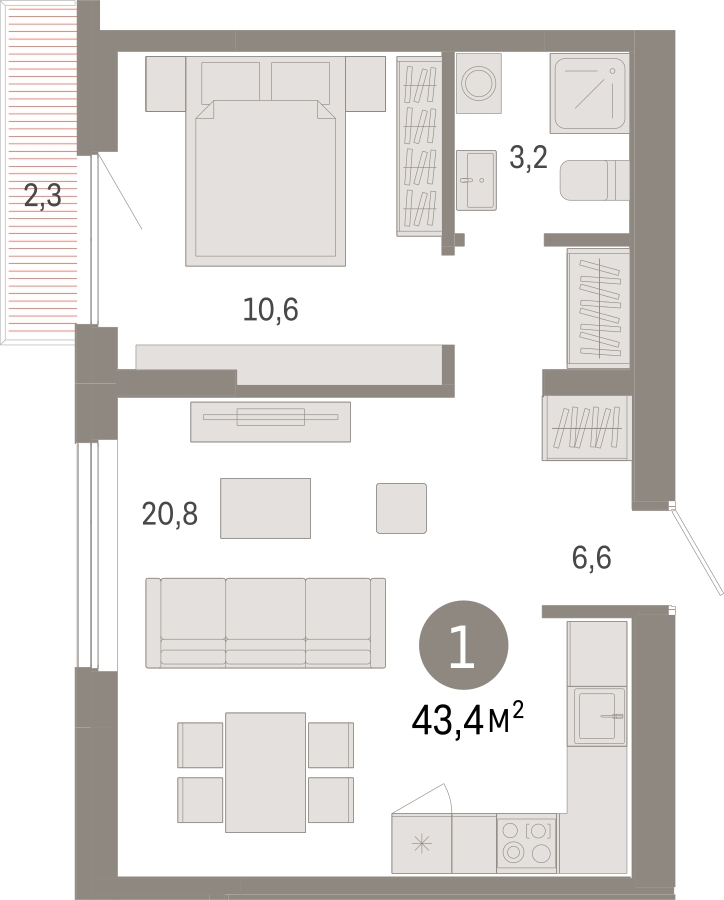 3-комнатная квартира в ЖК Белый Остров на 8 этаже в 2 секции. Сдача в 2 кв. 2023 г.
