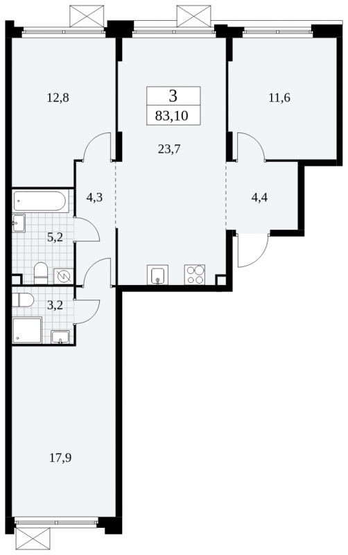 1-комнатная квартира (Студия) в ЖК Скандинавия на 16 этаже в 1 секции. Сдача в 4 кв. 2024 г.