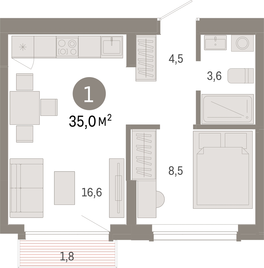 3-комнатная квартира в ЖК Белый Остров на 9 этаже в 1 секции. Сдача в 2 кв. 2023 г.