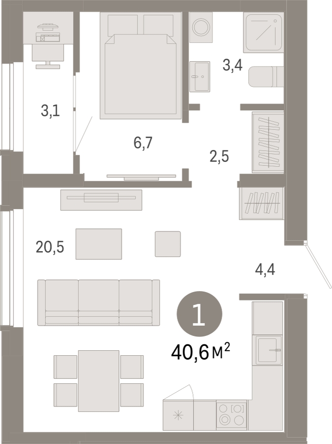 2-комнатная квартира в ЖК Белый Остров на 10 этаже в 1 секции. Сдача в 2 кв. 2023 г.