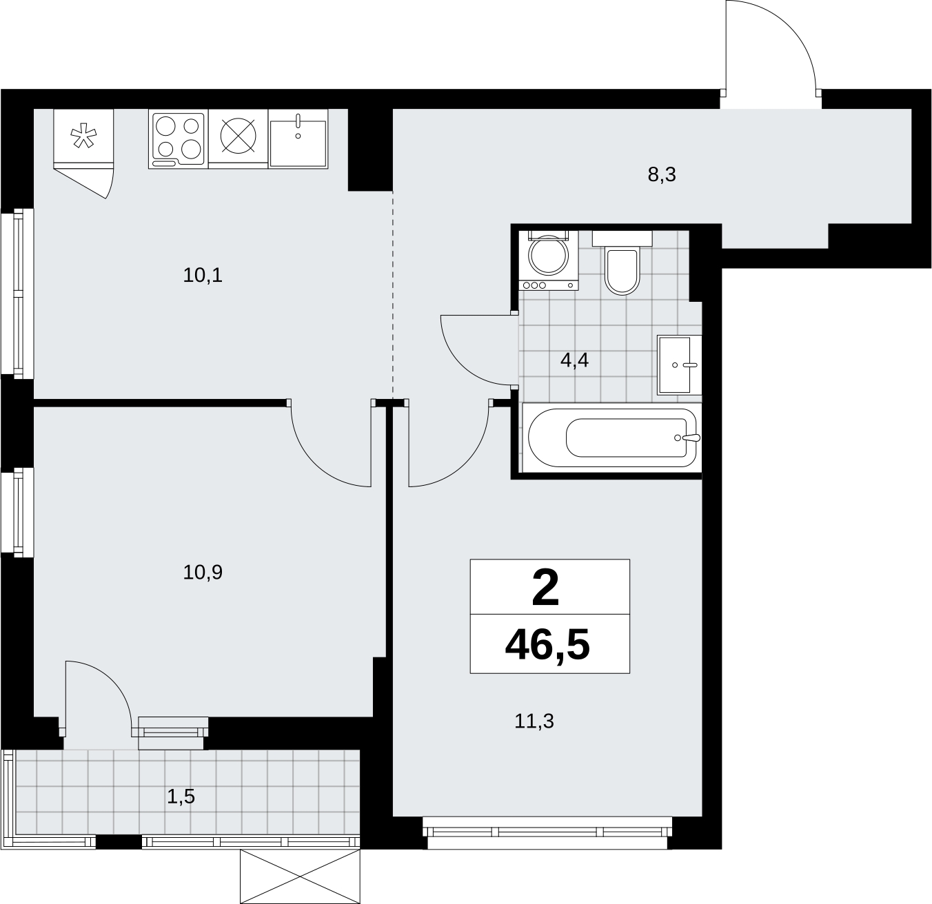 4-комнатная квартира в ЖК Дзен-кварталы на 6 этаже в 5 секции. Сдача в 1 кв. 2026 г.