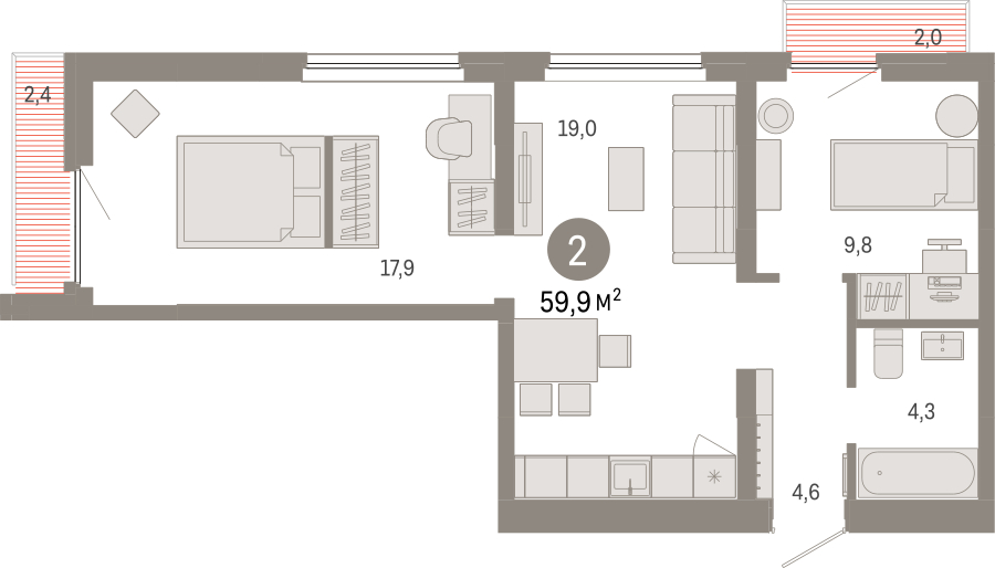 1-комнатная квартира (Студия) с отделкой в ЖК Дзен-кварталы на 17 этаже в 1 секции. Сдача в 1 кв. 2025 г.