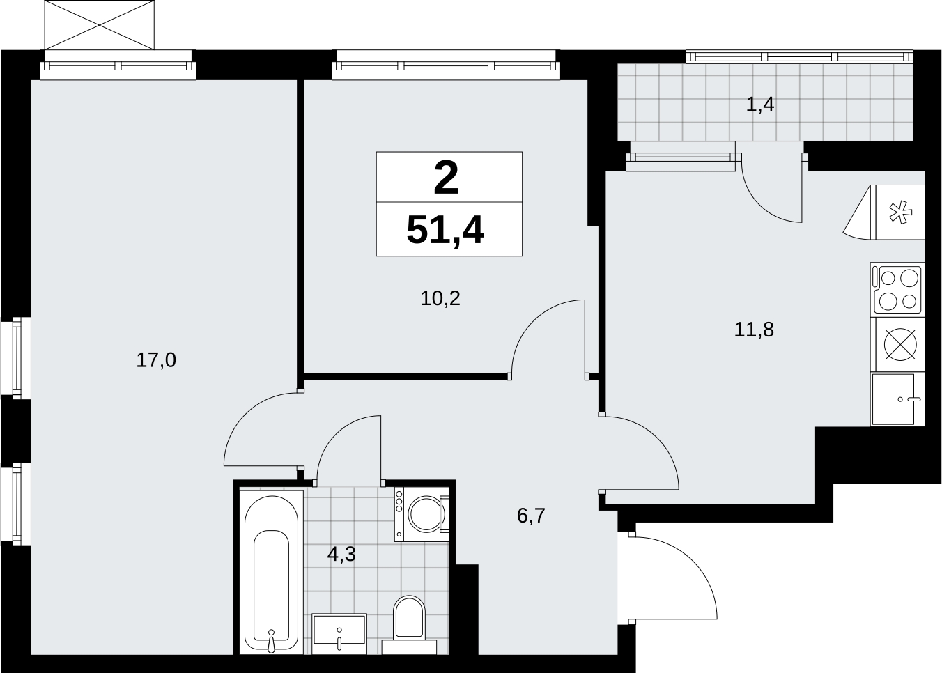 2-комнатная квартира с отделкой в ЖК Прео на 4 этаже в 3 секции. Сдача в 4 кв. 2025 г.