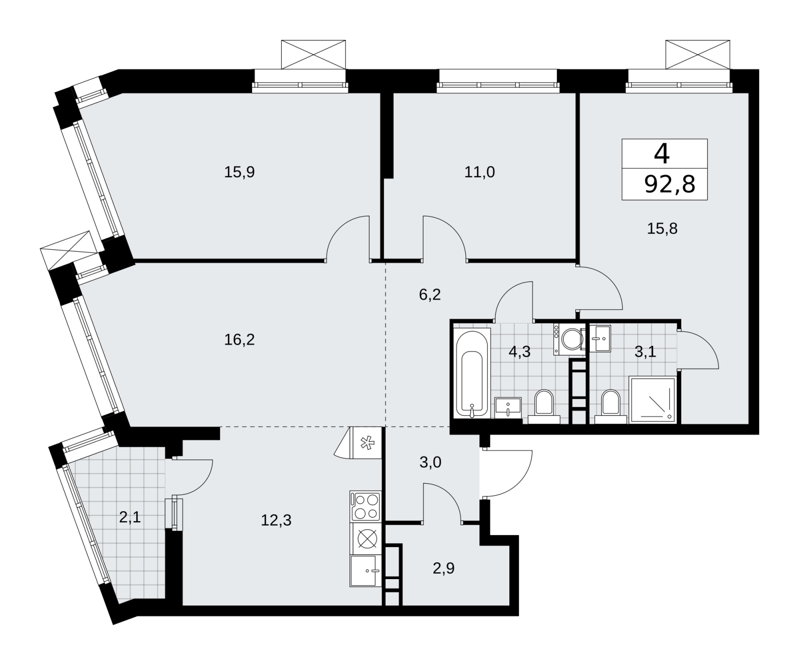 3-комнатная квартира с отделкой в Жилой район Шишимская горка на 5 этаже в 2 секции. Сдача в 4 кв. 2025 г.