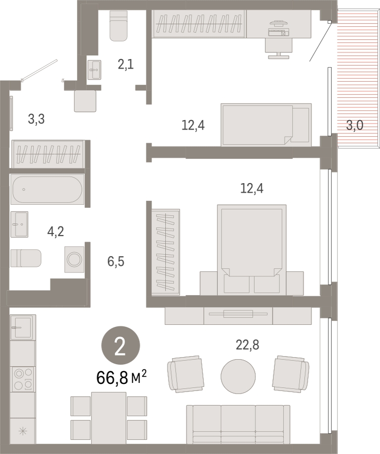 3-комнатная квартира с отделкой в ЖК Клубный дом White Khamovniki на 4 этаже в 1 секции. Сдача в 1 кв. 2021 г.