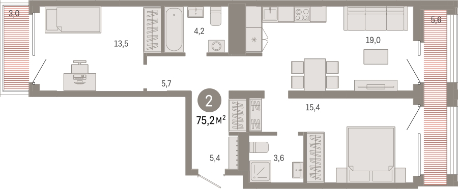 4-комнатная квартира в ЖК Дзен-кварталы на 17 этаже в 1 секции. Сдача в 2 кв. 2025 г.