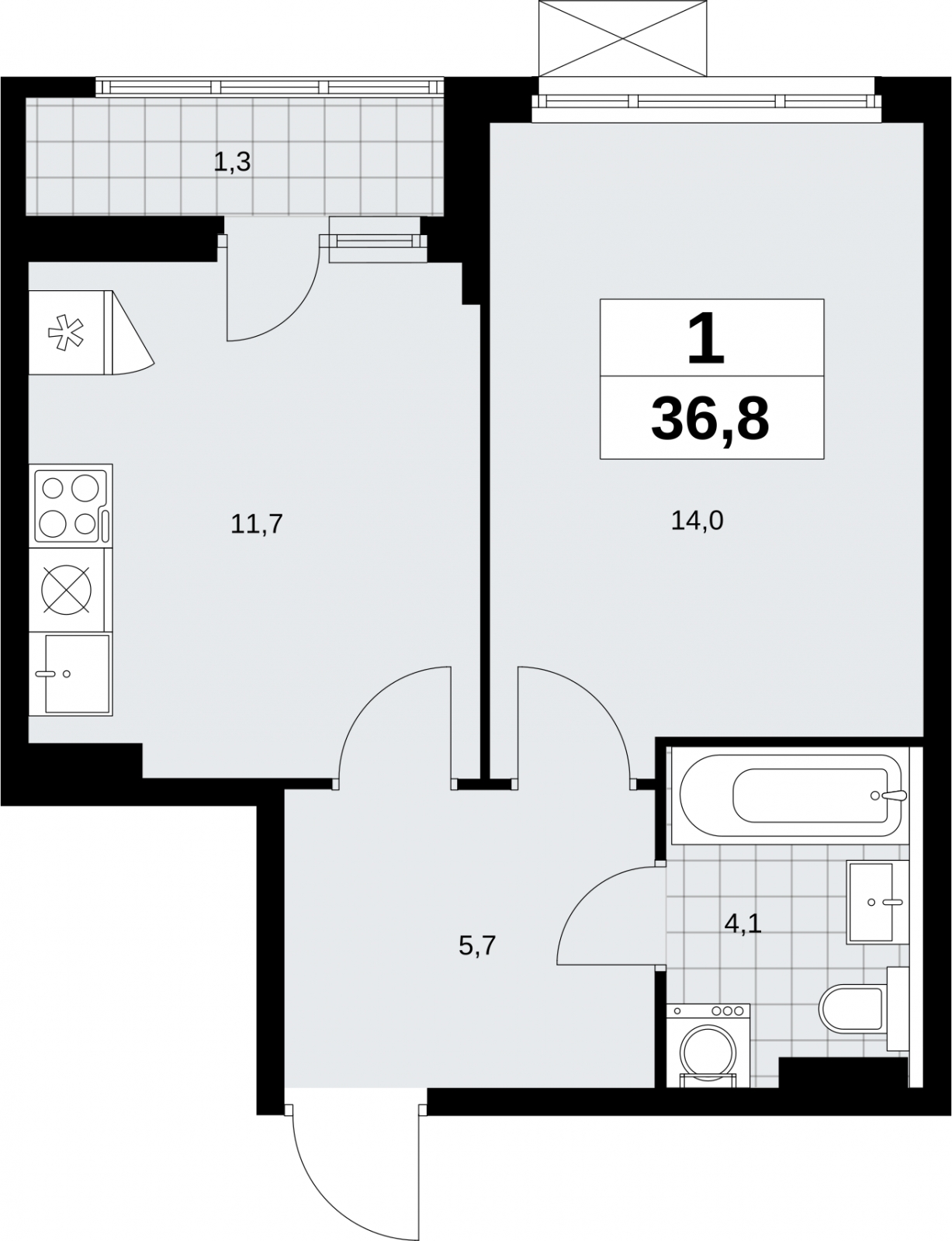1-комнатная квартира (Студия) в ЖК Дзен-кварталы на 13 этаже в 6 секции. Сдача в 1 кв. 2026 г.