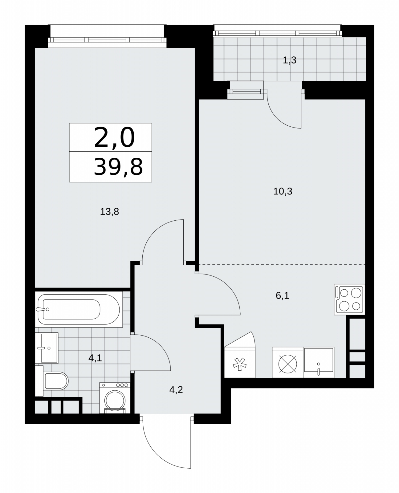 2-комнатная квартира с отделкой в ЖК Дзен-кварталы на 9 этаже в 1 секции. Сдача в 2 кв. 2026 г.