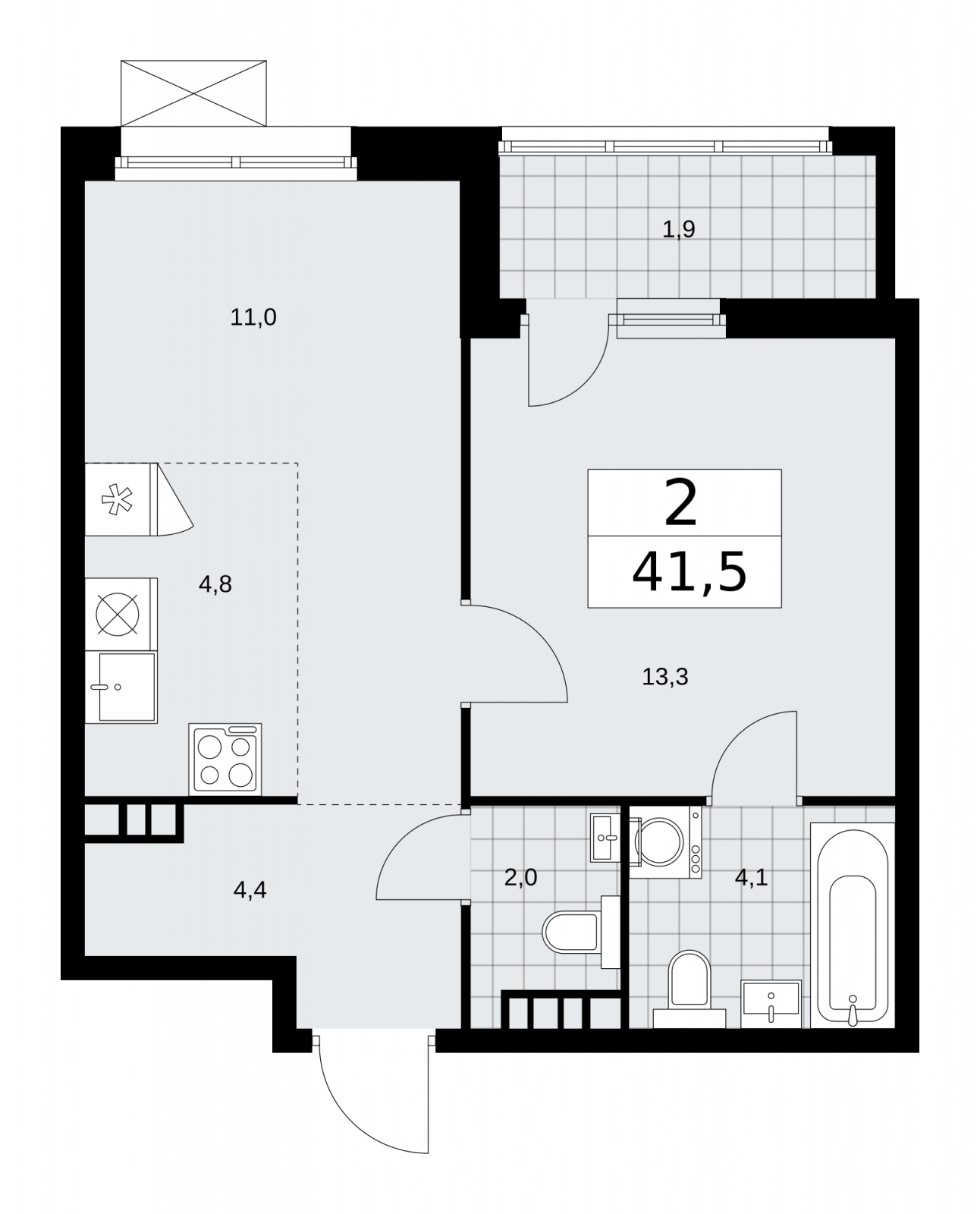 1-комнатная квартира (Студия) с отделкой в ЖК Дзен-кварталы на 15 этаже в 1 секции. Сдача в 3 кв. 2025 г.