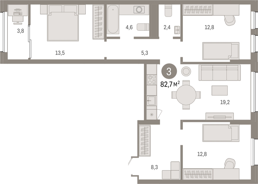 1-комнатная квартира в ЖК Мишино-2 на 3 этаже в 2 секции. Сдача в 1 кв. 2024 г.