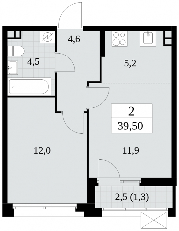 1-комнатная квартира (Студия) в ЖК Скандинавия на 11 этаже в 2 секции. Сдача в 4 кв. 2024 г.