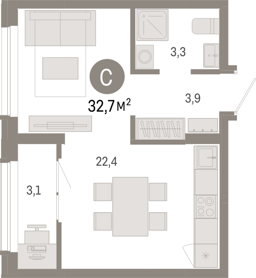 3-комнатная квартира в ЖК Мишино-2 на 2 этаже в 1 секции. Сдача в 1 кв. 2024 г.