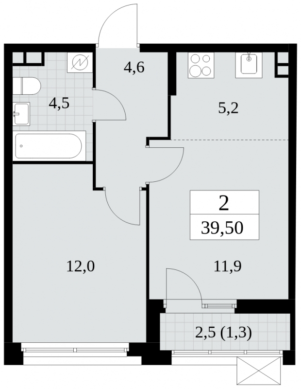 1-комнатная квартира в ЖК Скандинавия на 14 этаже в 1 секции. Сдача в 4 кв. 2024 г.