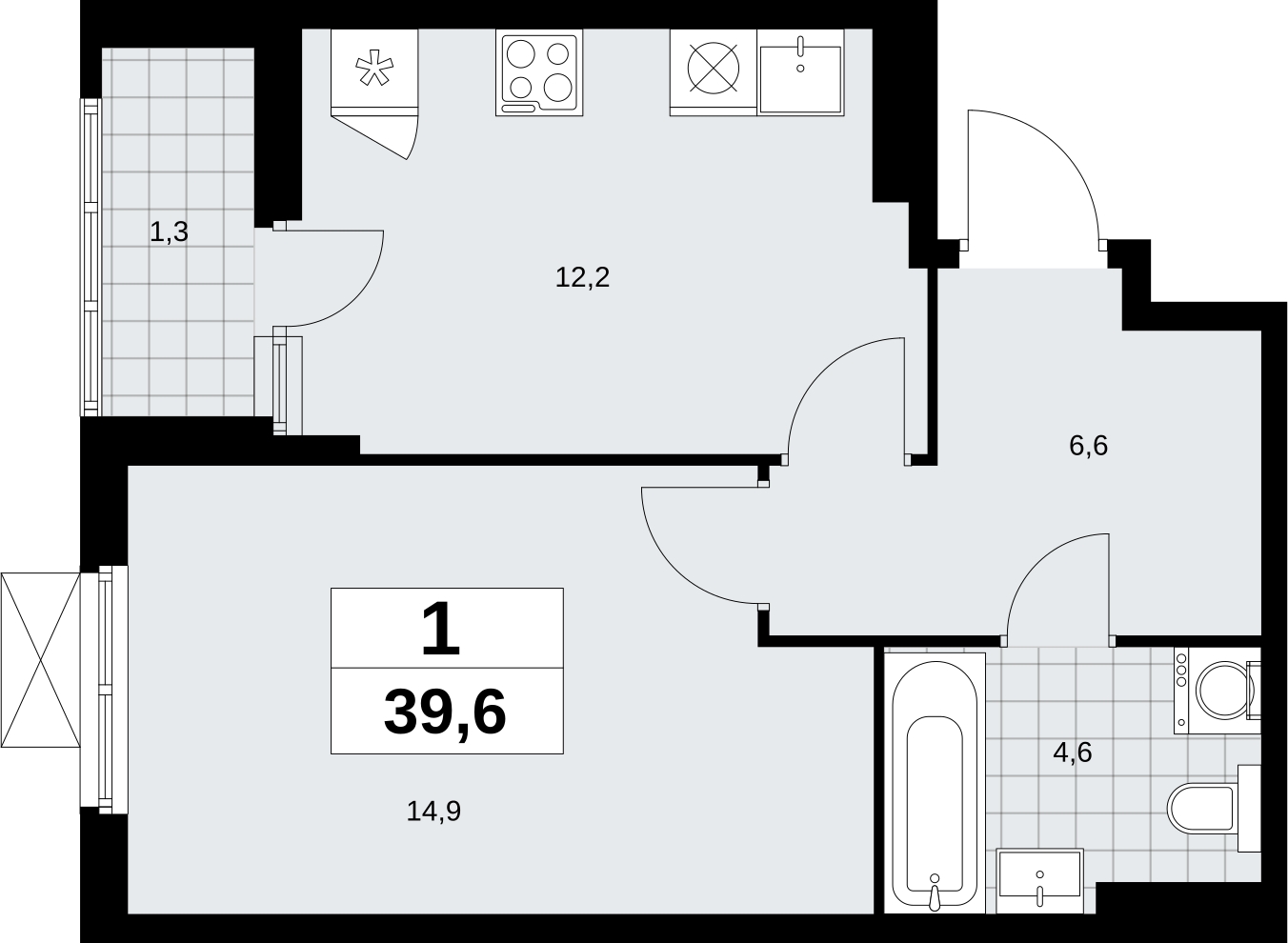 1-комнатная квартира (Студия) в ЖК Дзен-кварталы на 4 этаже в 1 секции. Сдача в 2 кв. 2025 г.