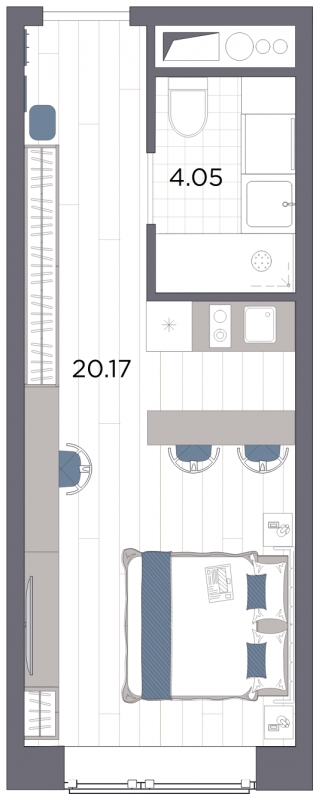 1-комнатная квартира с отделкой в ЖК Дзен-кварталы на 12 этаже в 3 секции. Сдача в 2 кв. 2026 г.
