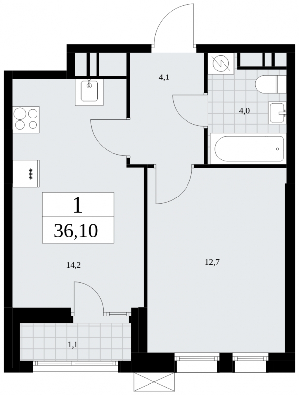 1-комнатная квартира (Студия) в ЖК Дзен-кварталы на 17 этаже в 1 секции. Сдача в 1 кв. 2026 г.