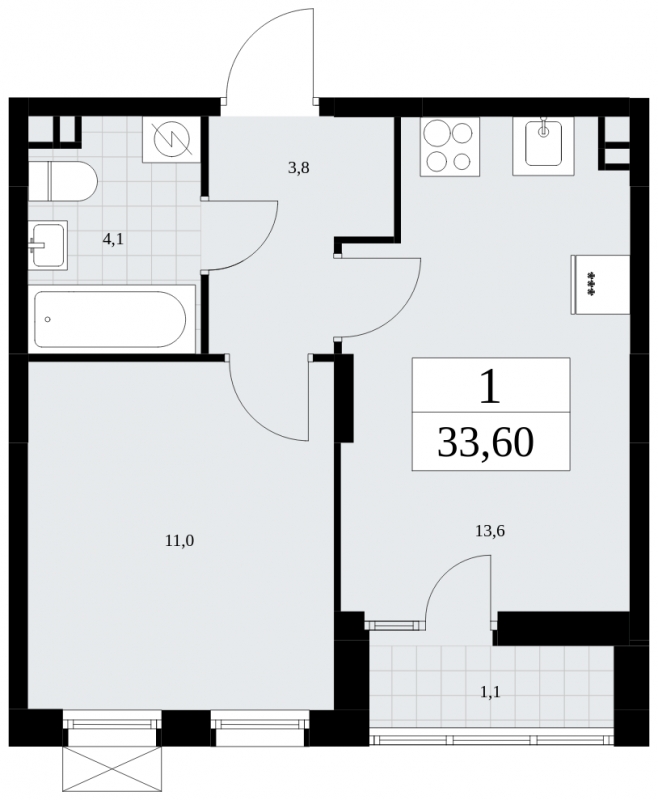 2-комнатная квартира в ЖК Дзен-кварталы на 7 этаже в 3 секции. Сдача в 2 кв. 2025 г.